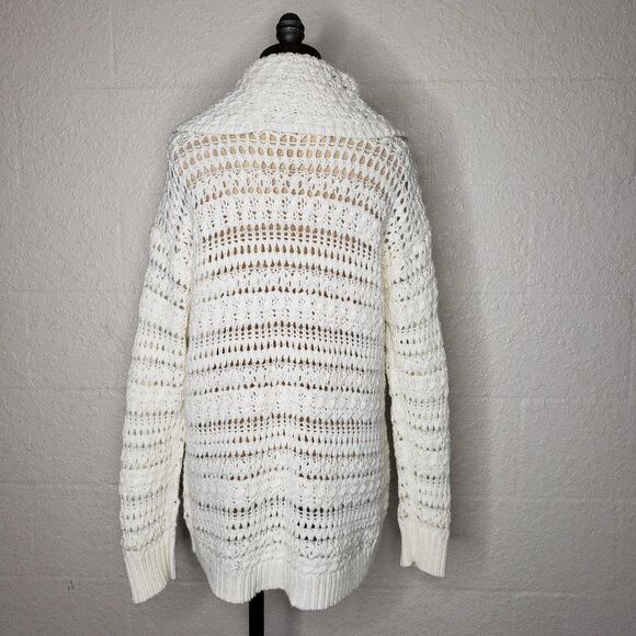 DKNY Cream Open Knit Cowl Neck Wool Sweater Size M - Picture 9 of 16